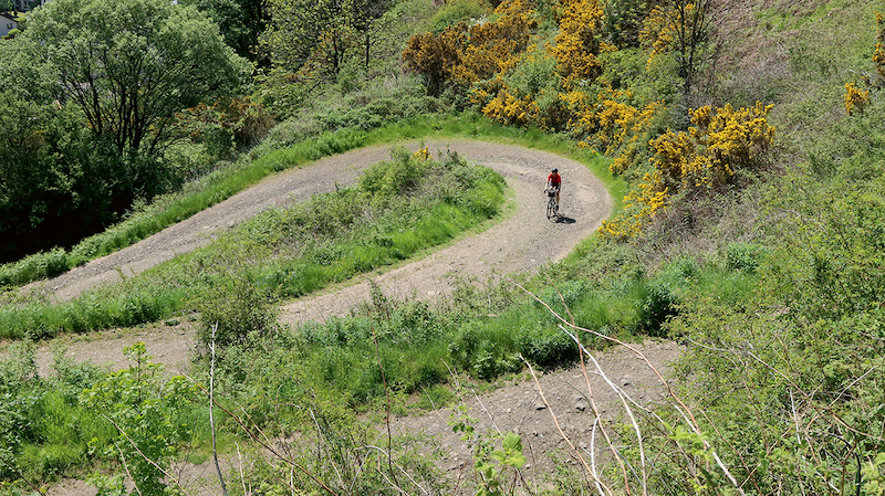 A zigzag gravel trail near Menstrie that once provided access to mine workings - Reviewing the Book 'Great British Gravel Rides'